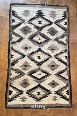 Antique Navajo Hand-Woven Wool Native American Indian Rug Blanket 69x41
