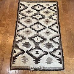 Antique Navajo Hand-Woven Wool Native American Indian Rug Blanket 69x41