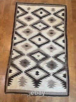 Antique Navajo Hand-Woven Wool Native American Indian Rug Blanket 69x41