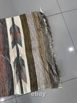 Antique Navajo Handwoven Native American Indian Wool Rug Blanket 58 X 26 READ