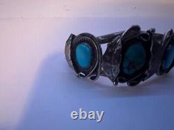 Antique Navajo Native American Sterling & Turquoise Cuff Bracelet