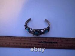 Antique Navajo Native American Sterling & Turquoise Cuff Bracelet