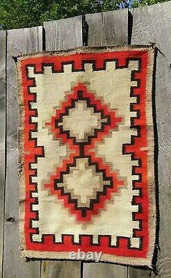 Antique Navajo Rug Blanket Native American Indian Transitional Weaving Tapestry