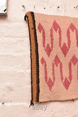 Antique Navajo Rug Textile Native American Indian 38x15 Weaving Vintage Unique