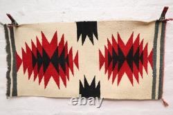 Antique Navajo Rug native American Indian Eye Dazzler 31x15 VTG Textile Weaving