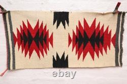 Antique Navajo Rug native American Indian Eye Dazzler 31x15 VTG Textile Weaving