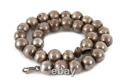 Antique Old Navajo Pearl Necklace Bench Bead Coin Silver Hand Hammered Beads