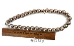 Antique Old Navajo Pearl Necklace Bench Bead Coin Silver Hand Hammered Beads