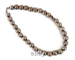 Antique Old Navajo Pearl Necklace Bench Bead Coin Silver Hand Hammered Beads
