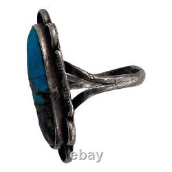 Antique Vintage Native Navajo Sterling Blue Warrior Turquoise Ring Sz 5.75 6.1g