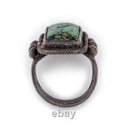 Antique Vintage Native Navajo Sterling Coin Silver #8 Turquoise Ring Sz 4.5 8.4g