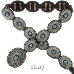 Arizona Natural Sleeping Beauty Turquoise Concho Belt Master NAVAJO Silversmith