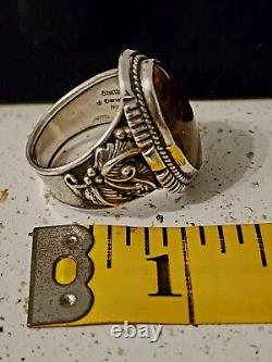 Authentic Navajo Handmade Ring Sterling Silver Agate Signed William Denetdale