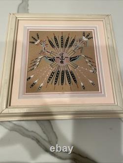 Authentic Navajo Sandpainting Chiricahua Sun Signed Native American Art 8.5x9.5 Authentic Navajo Sandpainting Chiricahua Sun Signed Native American Art 8.5x9.5