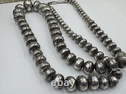 BIG Native American Navajo Sterling Silver 31 Graduated Ball Necklace 109g