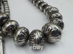 BIG Native American Navajo Sterling Silver 31 Graduated Ball Necklace 109g