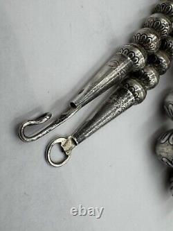 BIG Native American Navajo Sterling Silver 31 Graduated Ball Necklace 109g