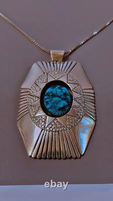 B. Chee Vintage Native American Navajo Turquoise Sterling Silver Necklace