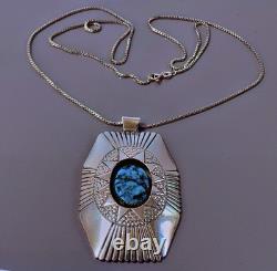 B. Chee Vintage Native American Navajo Turquoise Sterling Silver Necklace