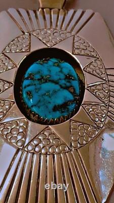 B. Chee Vintage Native American Navajo Turquoise Sterling Silver Necklace