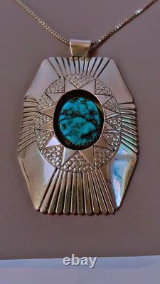 B. Chee Vintage Native American Navajo Turquoise Sterling Silver Necklace