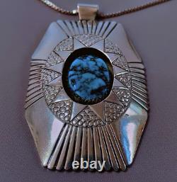 B. Chee Vintage Native American Navajo Turquoise Sterling Silver Necklace