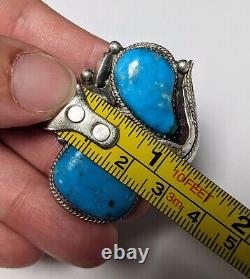 Beautiful 2 stone Turquoise Sterling Silver Navajo Size 6.5