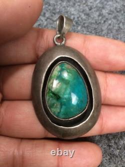 Beautiful Native American Navajo Sterling silver shadow box Turquoise pendant