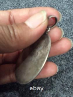 Beautiful Native American Navajo Sterling silver shadow box Turquoise pendant