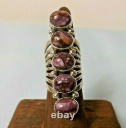 Beautiful Native American Purple Spiny Shell Ring Sterling Signed