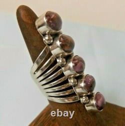 Beautiful Native American Purple Spiny Shell Ring Sterling Signed