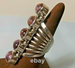 Beautiful Native American Purple Spiny Shell Ring Sterling Signed