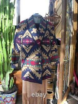 Beautiful Pendleton Wool Blanket Jacket Coat Navajo Native Print