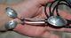 Beautiful Vintage Navajo Stamped Sterling Concho Leather Matching Tips Bolo Tie