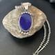 Blue Lapis Pendant Native American Navajo Pearls Sterling Silver Necklace 11678