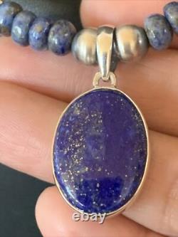 Blue Lapis Pendant Native American Navajo Sterling Silver Necklace 12251