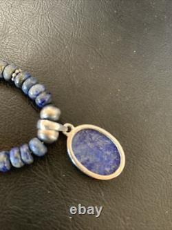 Blue Lapis Pendant Native American Navajo Sterling Silver Necklace 12251