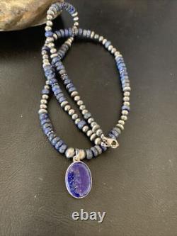 Blue Lapis Pendant Native American Navajo Sterling Silver Necklace 12251