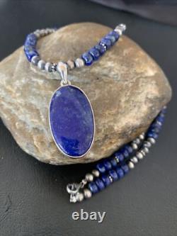 Blue Lapis Pendant Native American Navajo Sterling Silver Necklace 20 11915