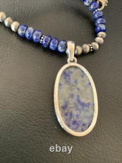 Blue Lapis Pendant Native American Navajo Sterling Silver Necklace 20 11915