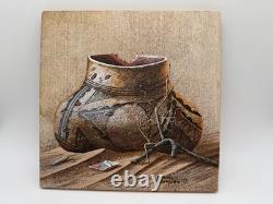 Bobby Johnson Native American Navajo Signed Sand Painting of Broken Pot