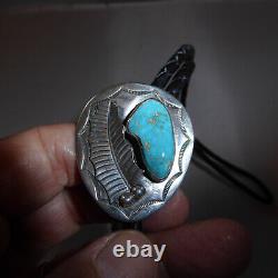 Bolo Tie by Carl Allen Begay Native American Navajo Sterling Silver & Turquoise