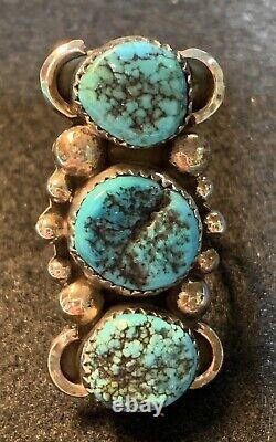 Boxed genuine Navajo native American/sterling silver/turquoise Nuggets Ring