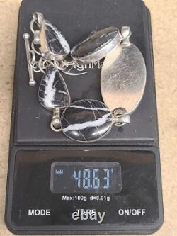 Breathtaking Native American Navajo White Buffalo Sterling Silver Links Toggle B