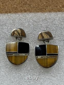 CHEE Southwestern Native American Navajo Gemstone Sterling Silver Post Earrings