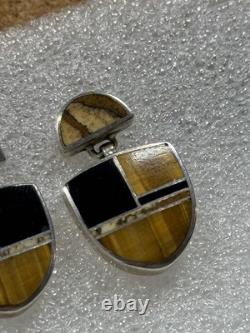 CHEE Southwestern Native American Navajo Gemstone Sterling Silver Post Earrings