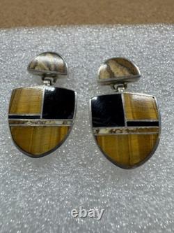 CHEE Southwestern Native American Navajo Gemstone Sterling Silver Post Earrings