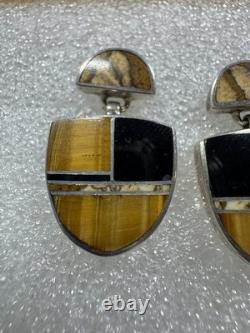 CHEE Southwestern Native American Navajo Gemstone Sterling Silver Post Earrings