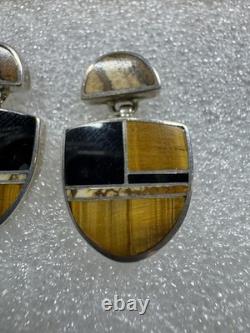 CHEE Southwestern Native American Navajo Gemstone Sterling Silver Post Earrings