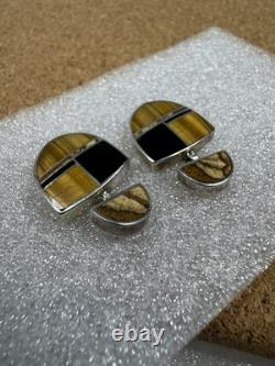 CHEE Southwestern Native American Navajo Gemstone Sterling Silver Post Earrings